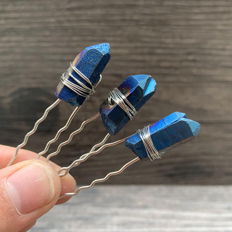 Olivenorma Forcina per capelli in cristallo fatta a mano - Labradorite - image 21