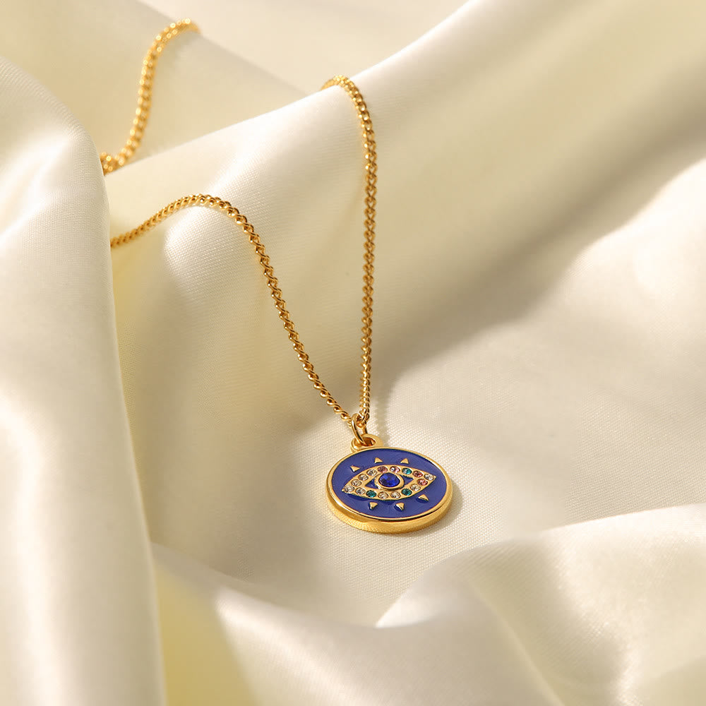 Collana con ciondolo con occhio maligno in zircone bianco Olivenorma 