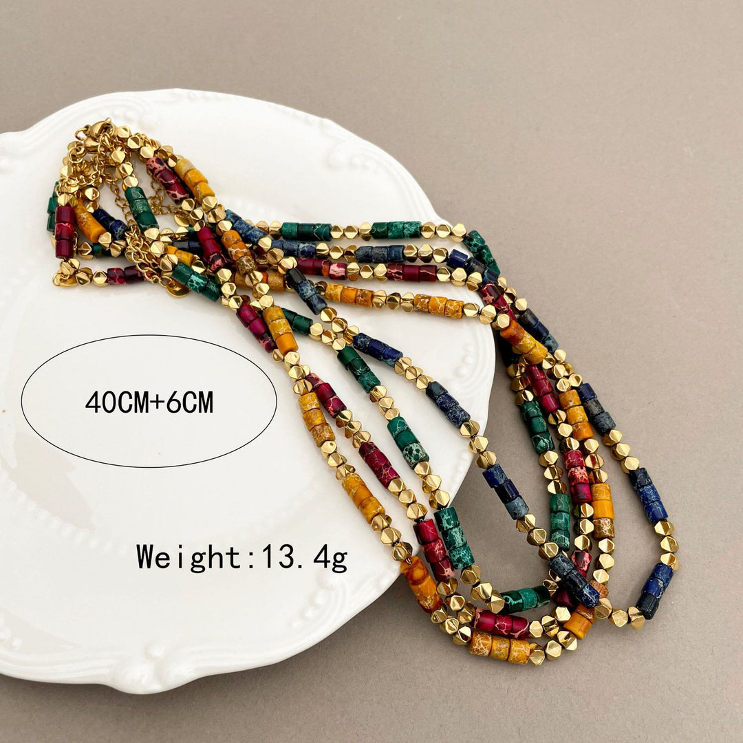 Collana in acciaio al titanio 14K Olivenorma con pietra naturale