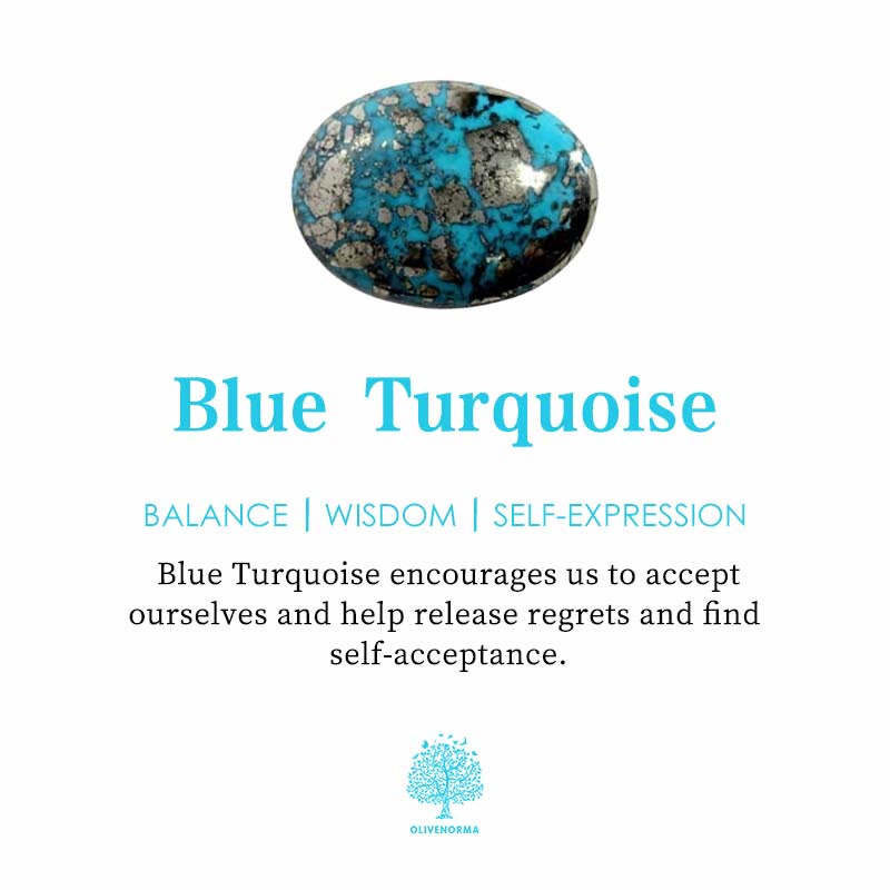 Collana con perline di turchese blu naturale Olivenorma contro il malocchio
