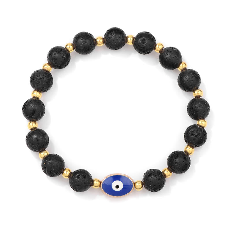 Olivenorma Braccialetto Occhio di Tigre Blu 8mm Malocchio
