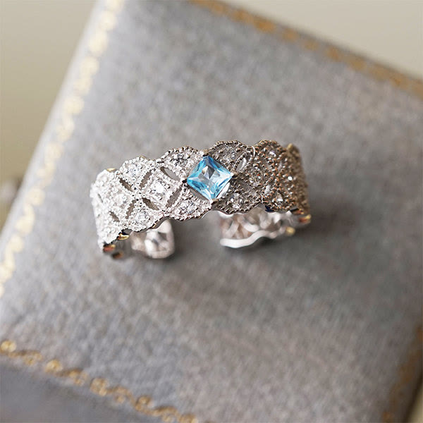 Anello Olivenorma "Sea Blue" Topazio Azzurro Retro 