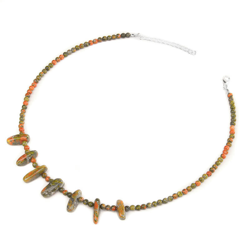 Olivenorma Collana Bohémien in Pietra Zanna Naturale con Perline da 4 mm
