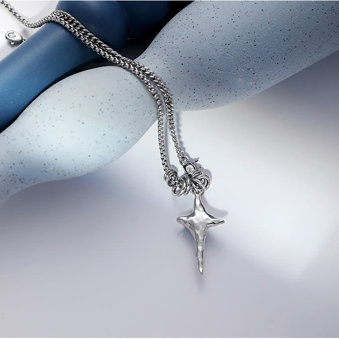 Collana in lega con ciondolo a forma di stella plissettata in pietra di luna Olivenorma
