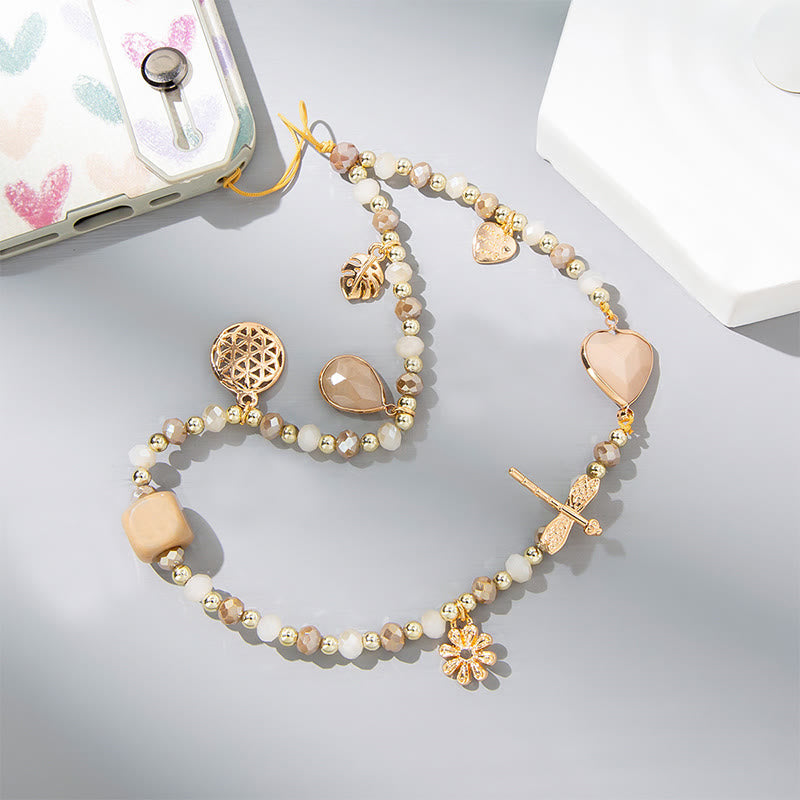 Cinturino per telefono Olivenorma Crystal Pearl Drop a forma di cuore