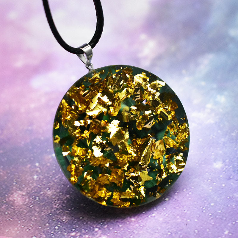 Collana con ciondolo cubo di Metatron in malachite naturale Olivenorma