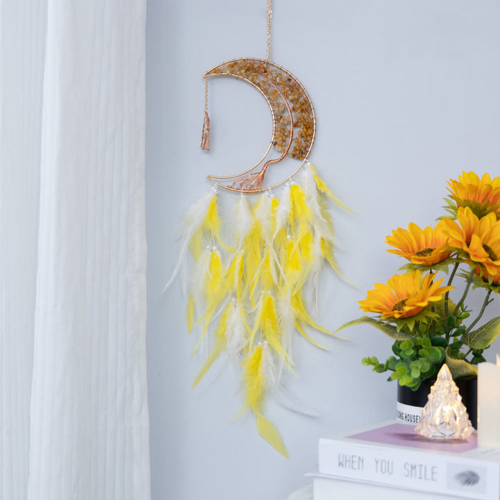 Olivenorma Ghiaia naturale intrecciata Albero della vita Luna Dream Catcher