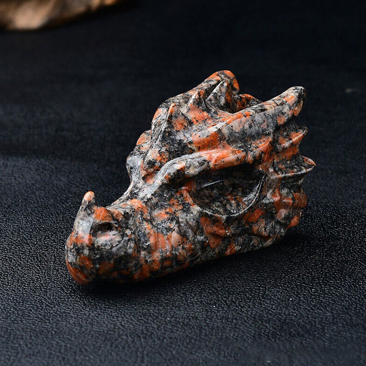 Olivenorma Decorazione con pietra preziosa a forma di teschio con testa di drago da 3,2 pollici