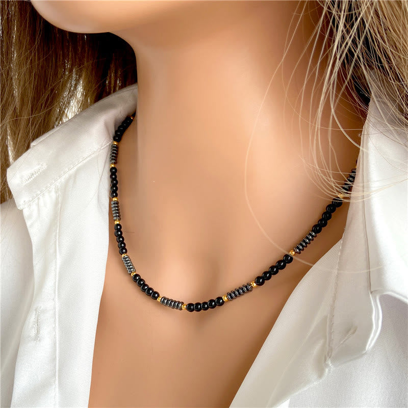 Collana Olivenorma con pietre preziose ed ematite
