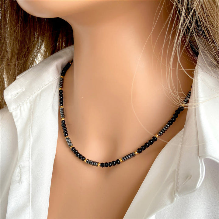 Collana Olivenorma con pietre preziose ed ematite