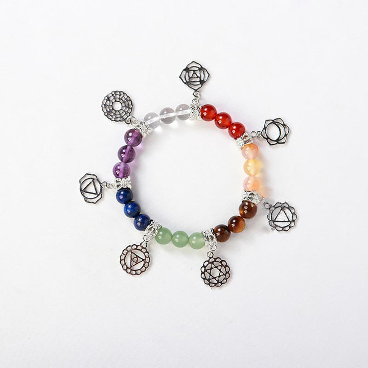 Bracciale yoga con sette chakra in pietra preziosa naturale