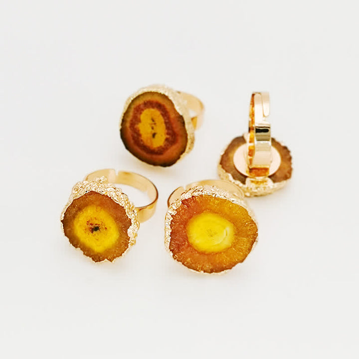 Anello regolabile con pietra preziosa di girasole in cristallo naturale Olivenorma