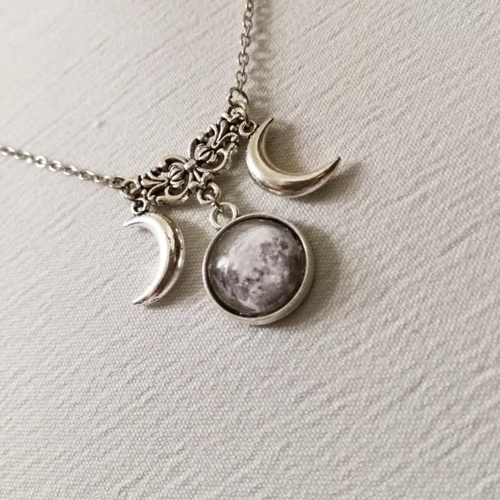 Collana in vetro Olivenorma Vintage con doppia mezzaluna 