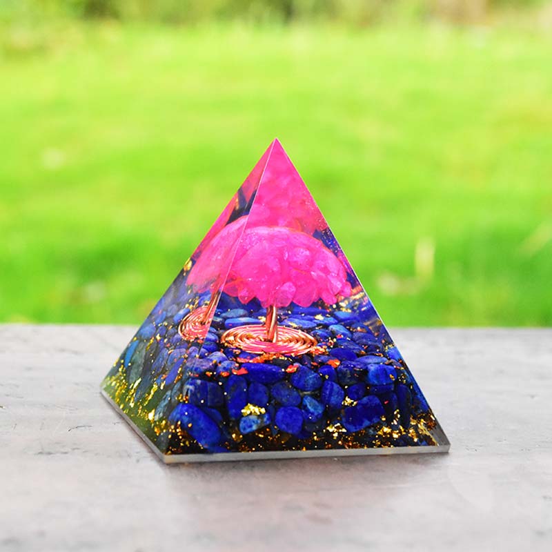 Olivenorma Lapislazzuli Cristallo Rosa Albero della Vita Piramide Orgonica 