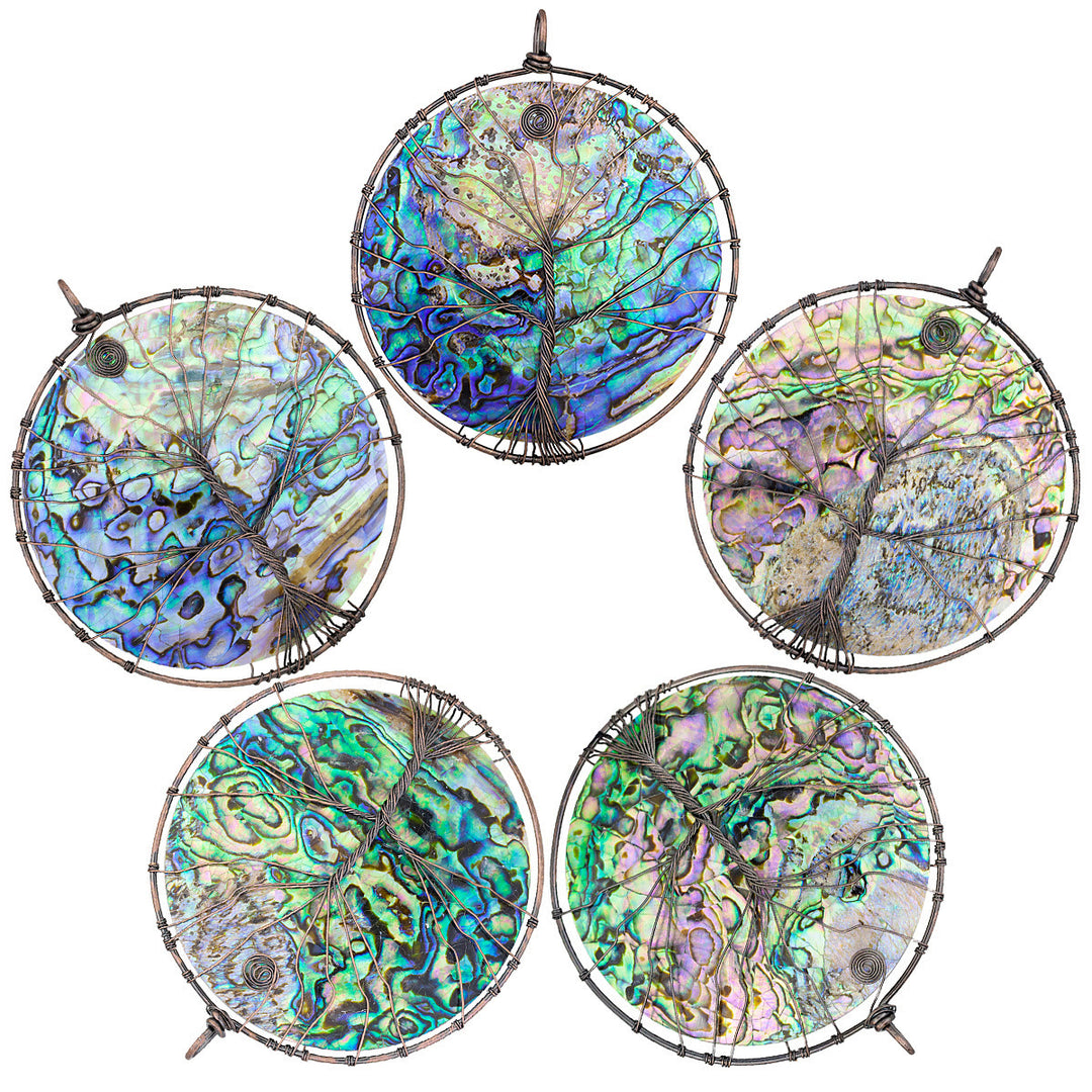 Ornamento pendente con albero della vita in conchiglia di abalone Olivenorma