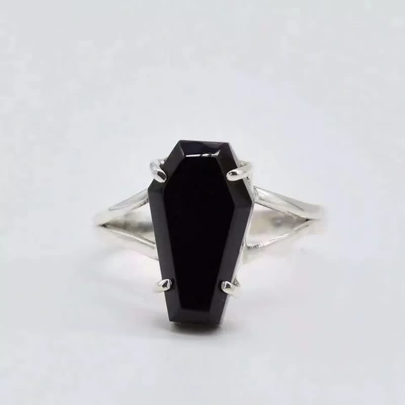 Anello a bara in onice nero Olivenorma