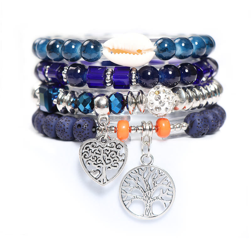 Olivenorma Albero della vita Cuore Ciondolo Braccialetto di perline Set 