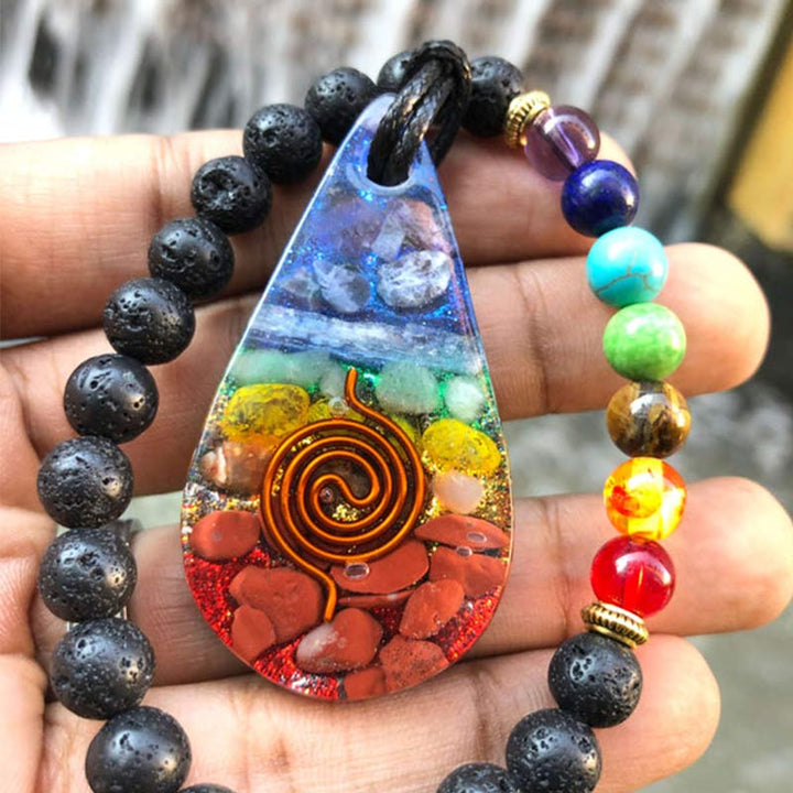 Collana di guarigione arcobaleno dei chakra Olivenorma Orgone