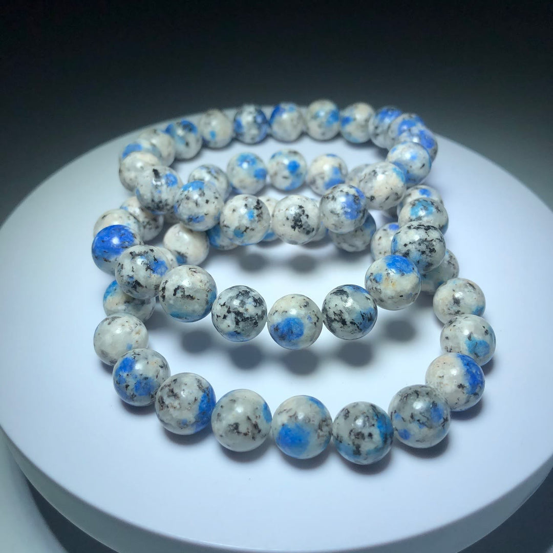 Bracciale di pietra energetica con perline di azzurrite naturale Olivenorma da 11 mm