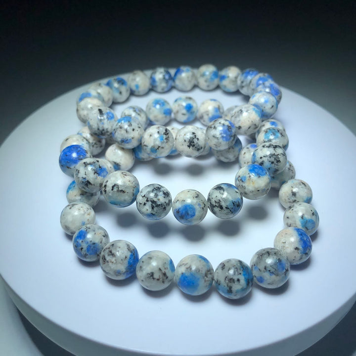 Bracciale di pietra energetica con perline di azzurrite naturale Olivenorma da 11 mm