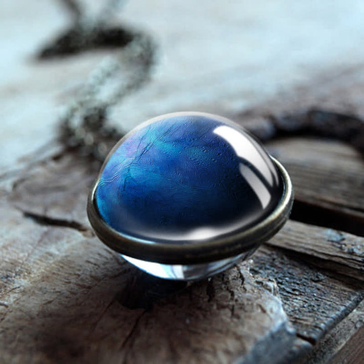 Collana Olivenorma con pianeti e cielo in vetro bifacciale