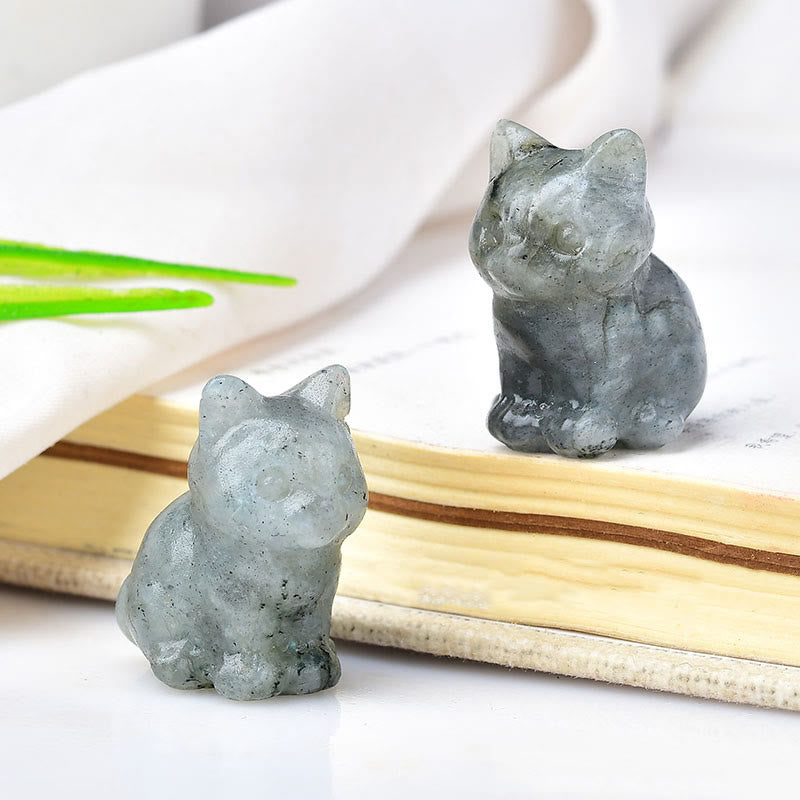 Olivenorma Crystal Kitten Stone Carving Artigianato Decorazione con pietre preziose