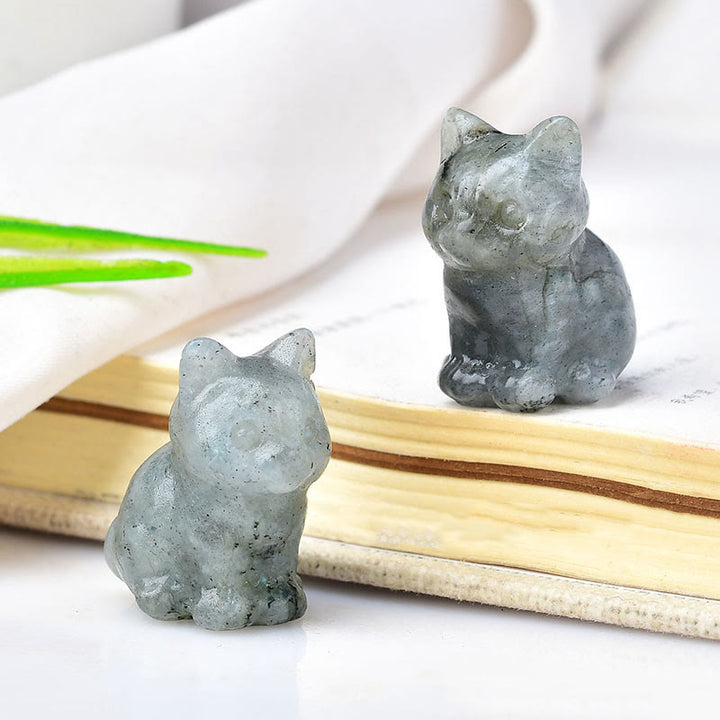Olivenorma Crystal Kitten Stone Carving Artigianato Decorazione con pietre preziose