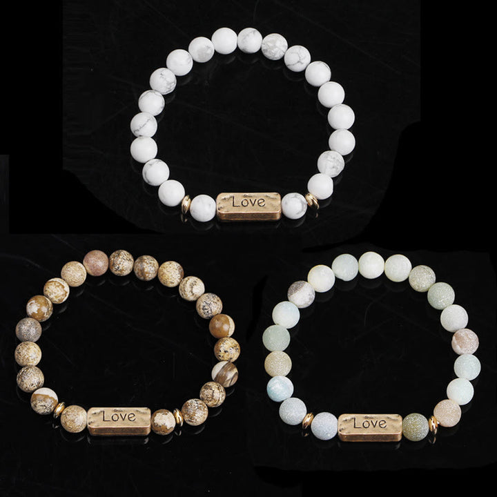 Bracciale con potente incisione Love Natural Gemstone Olivenorma