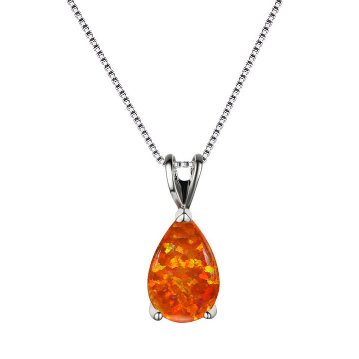 Collana semplice con ciondolo a goccia in sintetico opale Olivenorma 