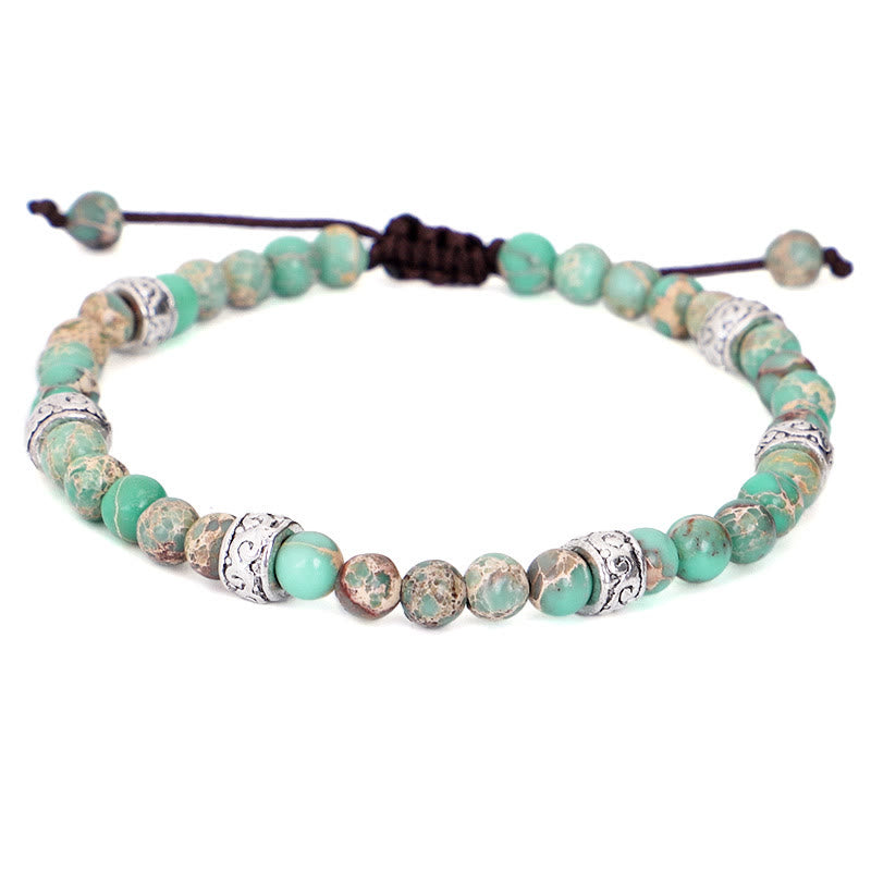 Bracciale intrecciato con perline in pietra imperiale multicolore naturale Olivenorma 