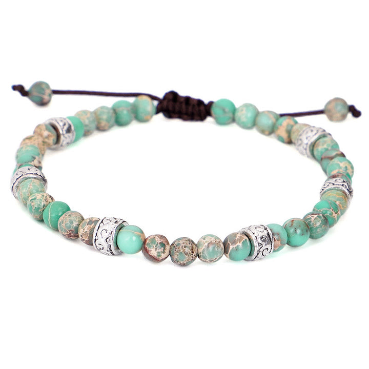 Bracciale intrecciato con perline in pietra imperiale multicolore naturale Olivenorma 
