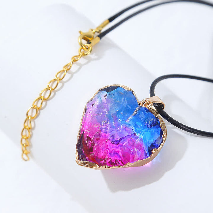 Collana di cristallo di fluorite a forma di cuore creativo