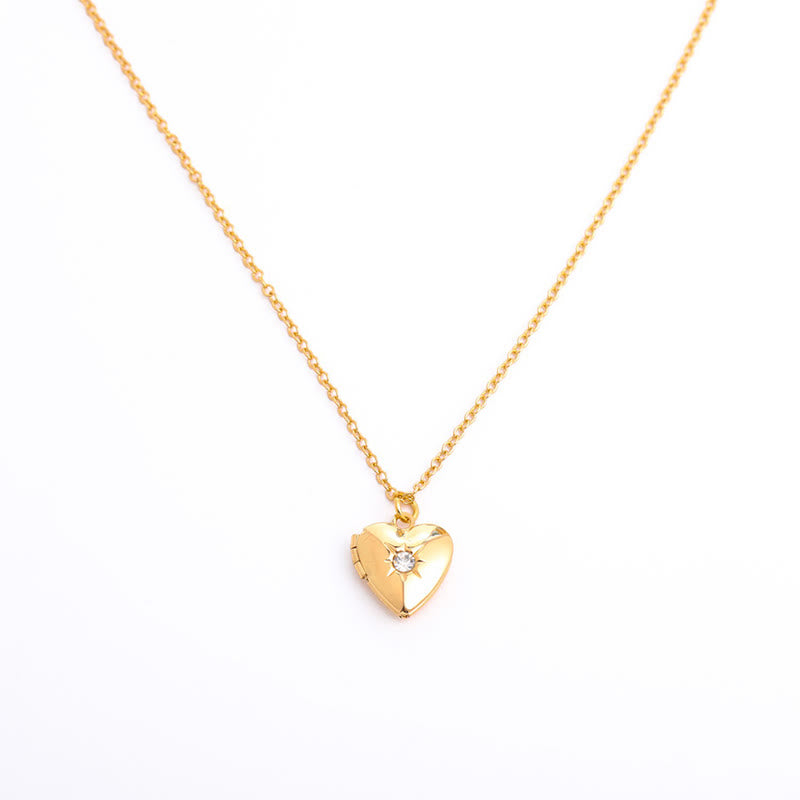 Olivenorma "Shine in My Heart" - Collana con album a forma di cuore con pietra portafortuna