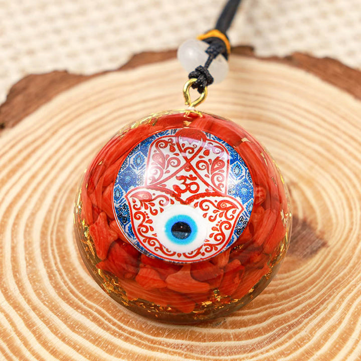 Collana Hamsa Balance in corallo rosso