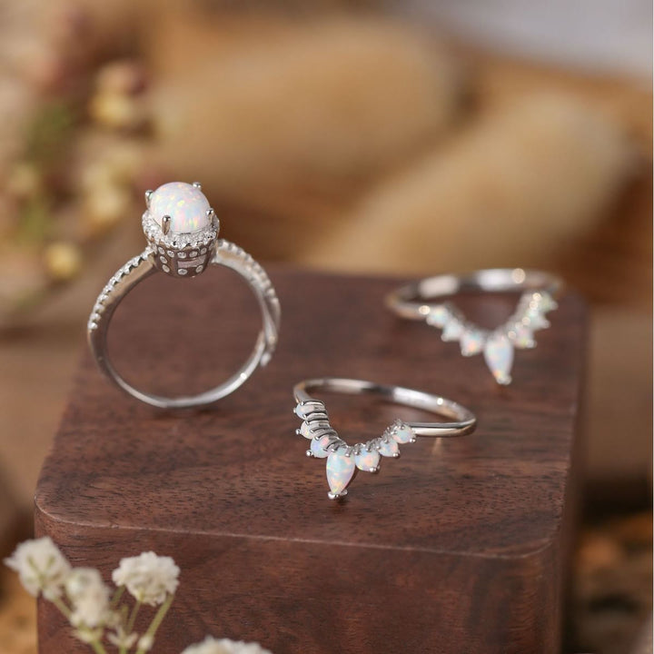 Anello multistrato Olivenorma in argento Sterling S925 con opale ovale 