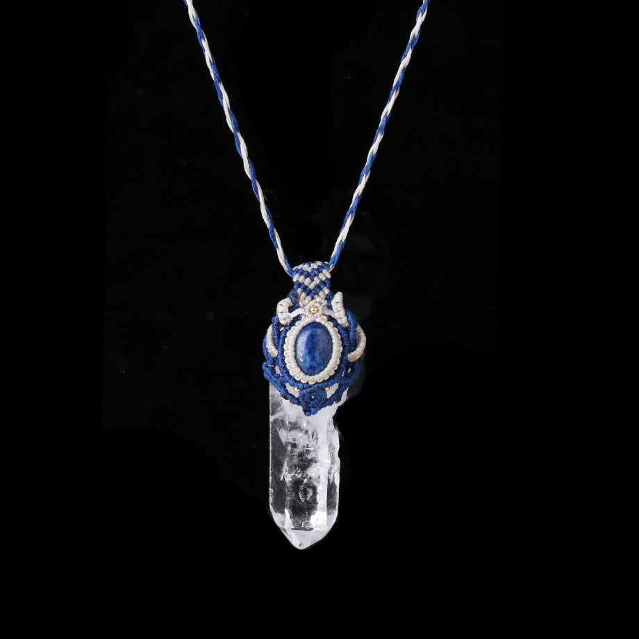 Collana con ciondolo in pietra naturale intrecciata in quarzo ialino Olivenorma