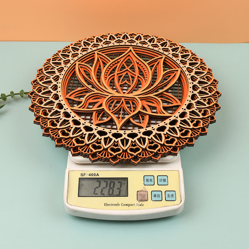 Olivenorma Lotus Mandala Decorazione murale in legno con incisione 3D