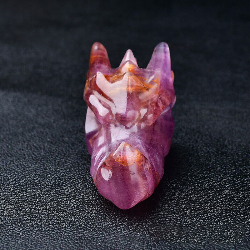 Olivenorma Decorazione con pietra preziosa a forma di teschio con testa di drago da 3,2 pollici