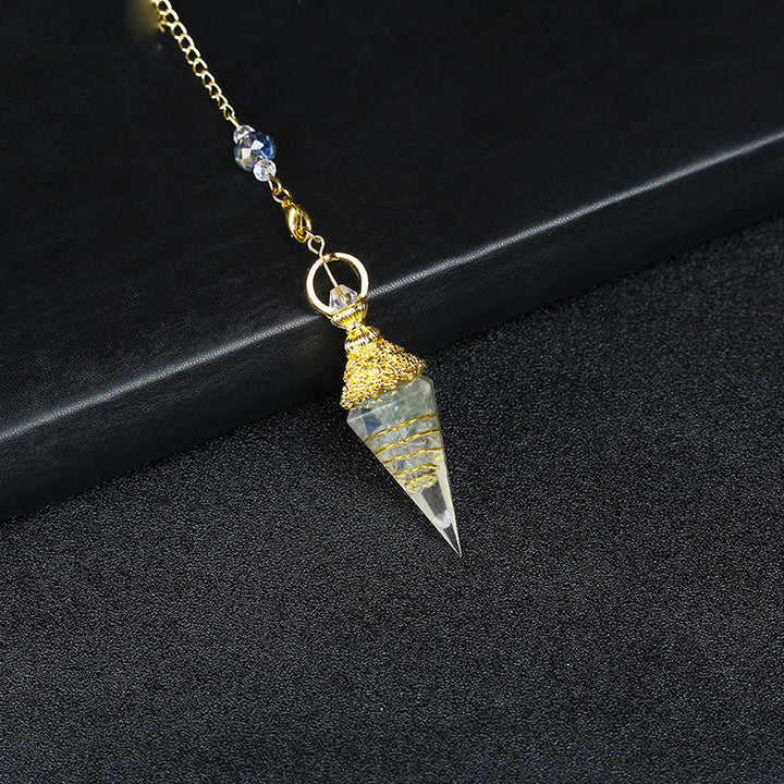 Olivenorma Pendolo a piramide esagonale in resina di cristallo naturale - Fluorite - image 11