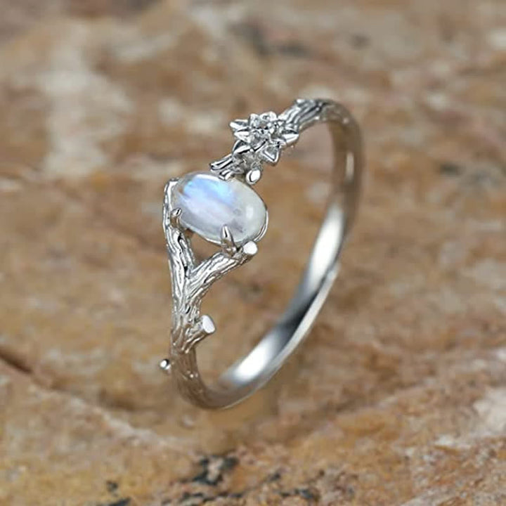 Anello di protezione curativa in pietra di luna naturale Olivenorma 