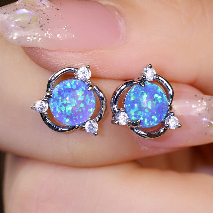 Orecchini a bottone Olivenorma Opal Small Round White Zircon 