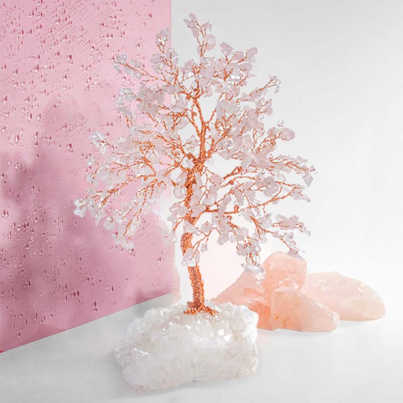 Olivenorma You Are Loved - Albero Feng Shui in pietra di quarzo rosa 