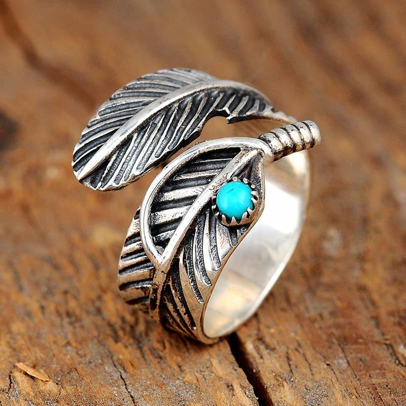 Anello con piuma turchese Olivenorma