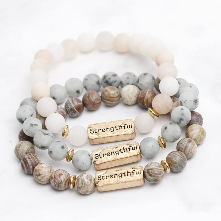 Bracciale con incisione resistente in pietra preziosa naturale Olivenorma