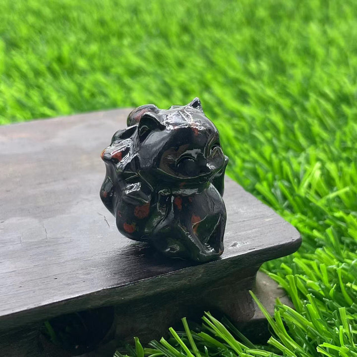 Olivenorma Pietra Naturale 3cm Decorazione in Pietra Preziosa a Forma di Volpe a Nove Code 