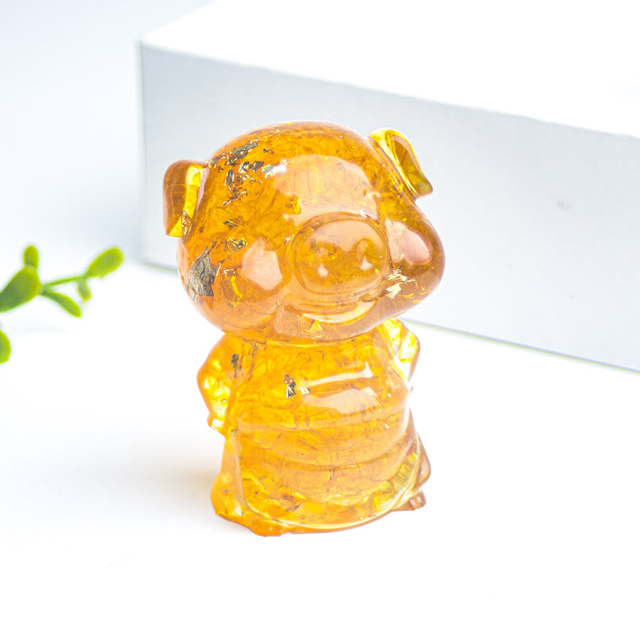 Olivenorma Piggy Decorazione con pietra preziosa portafortuna