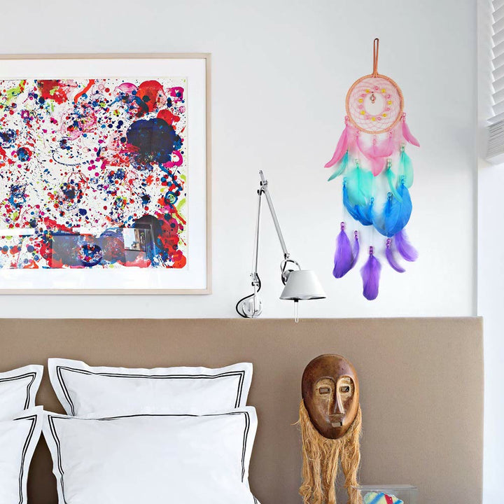 Olivenorma Acchiappasogni fatto a mano con perline acriliche colorate e piume - image 6