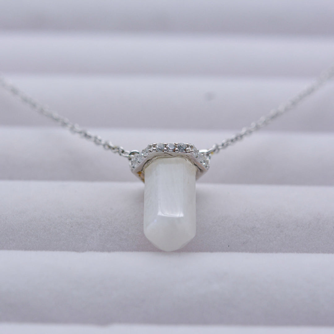 Collana Olivenorma Hexagon Clear Quartz Argento Oro Rosa