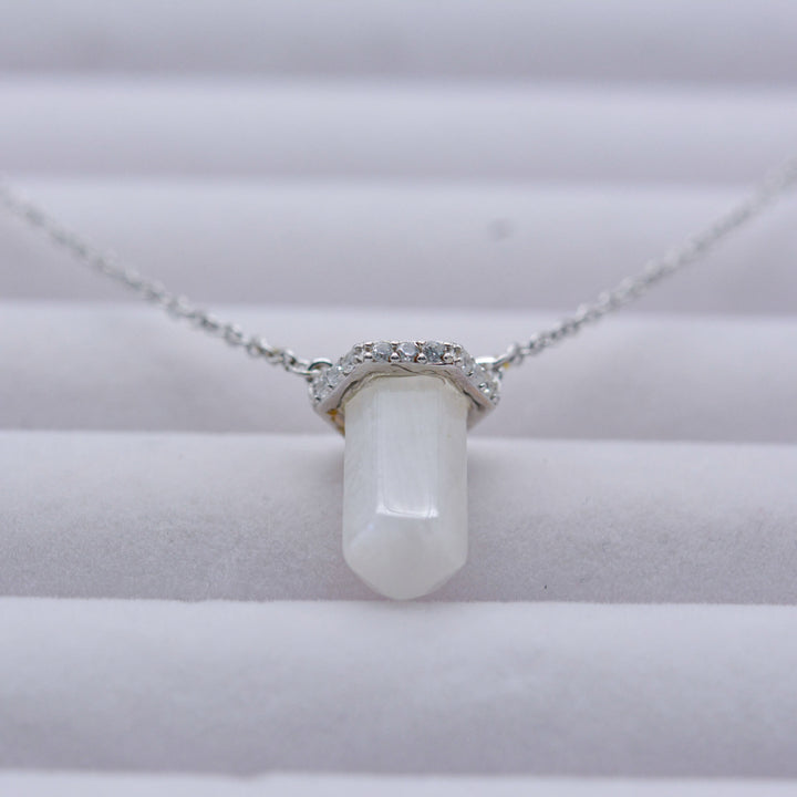 Collana Olivenorma Hexagon Clear Quartz Argento Oro Rosa