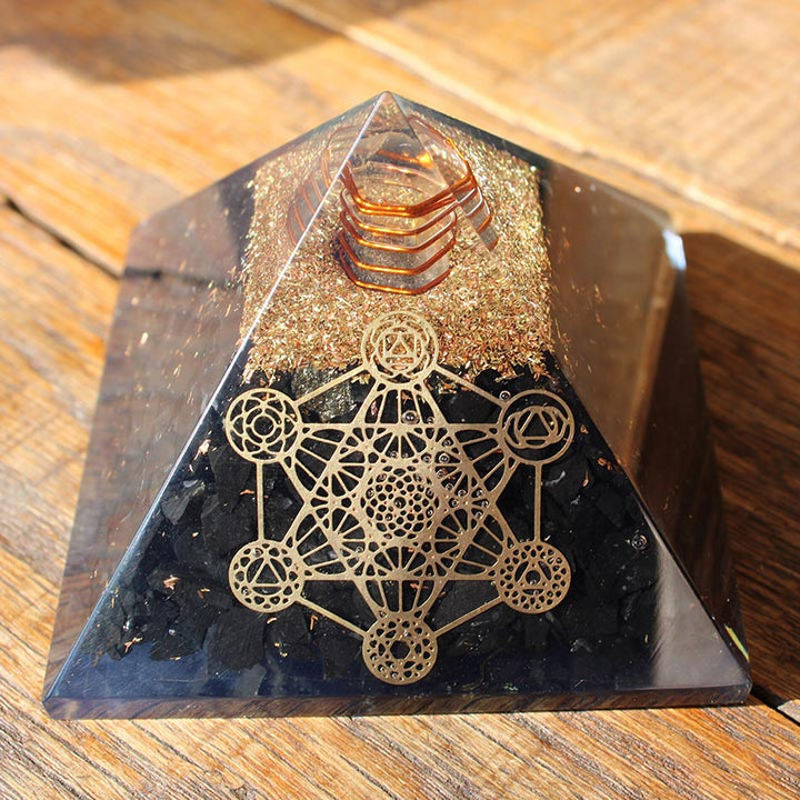 Olivenorma Tormalina Nera Cubo di Metatron Protezione Piramide Orgonica 